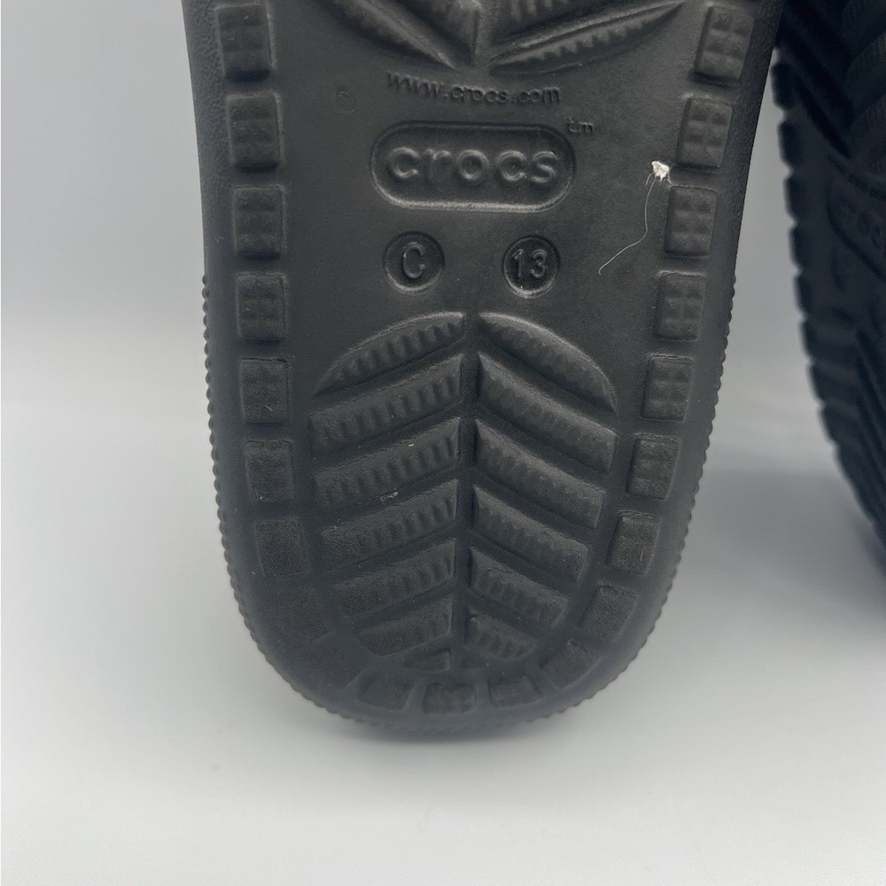 Crocs Crush Clogs Platform Wedge Black Slip On Slides - Kids Size 13 USED - Picture 8 of 8